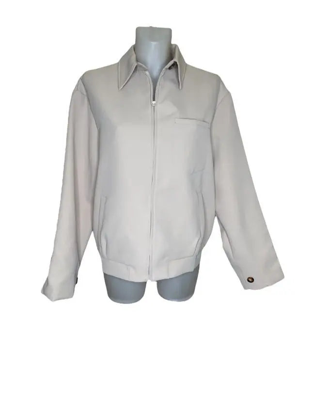 Satin Short Jacket – Shirt Collar – Loose Long Sleeves