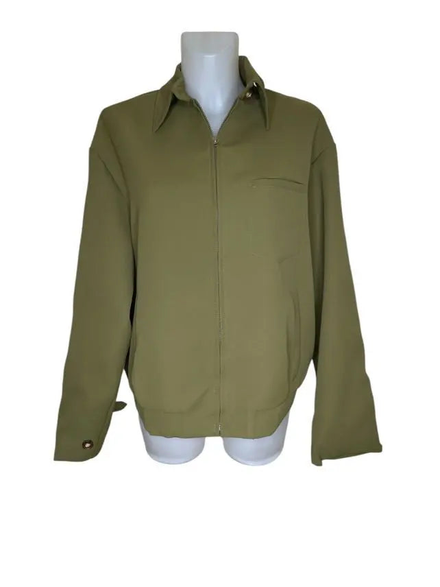 Satin Short Jacket – Shirt Collar – Loose Long Sleeves