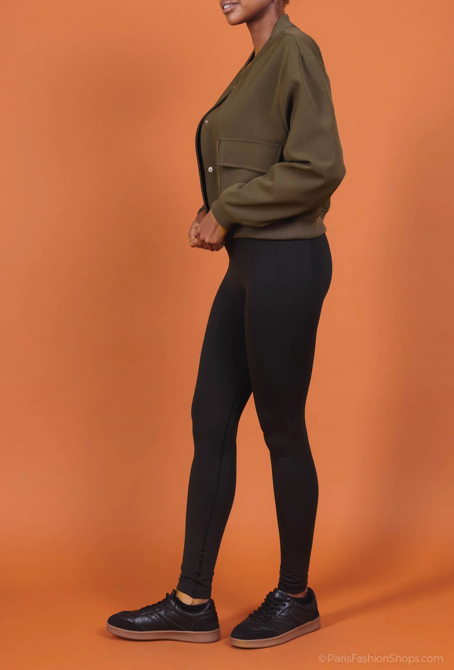 Short zip-up jacket with flap pockets and ribbed trim