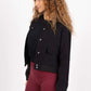 Short zip-up jacket with flap pockets and ribbed trim