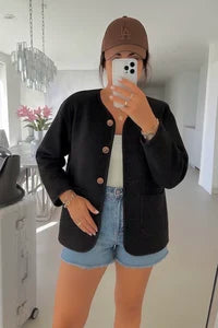 Boiled wool effect jacket with buttons and pockets