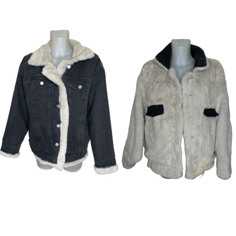 Double-faced denim fur jacket