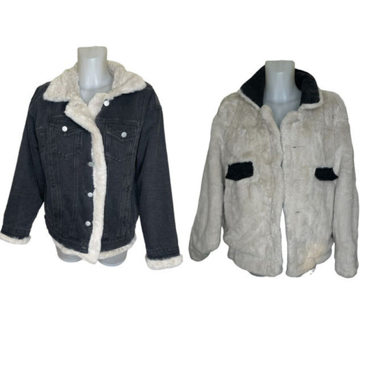 Double-faced denim fur jacket