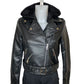 Faux leather jacket with hoodFaux leather jacket with hood