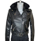 Faux leather jacket with hood