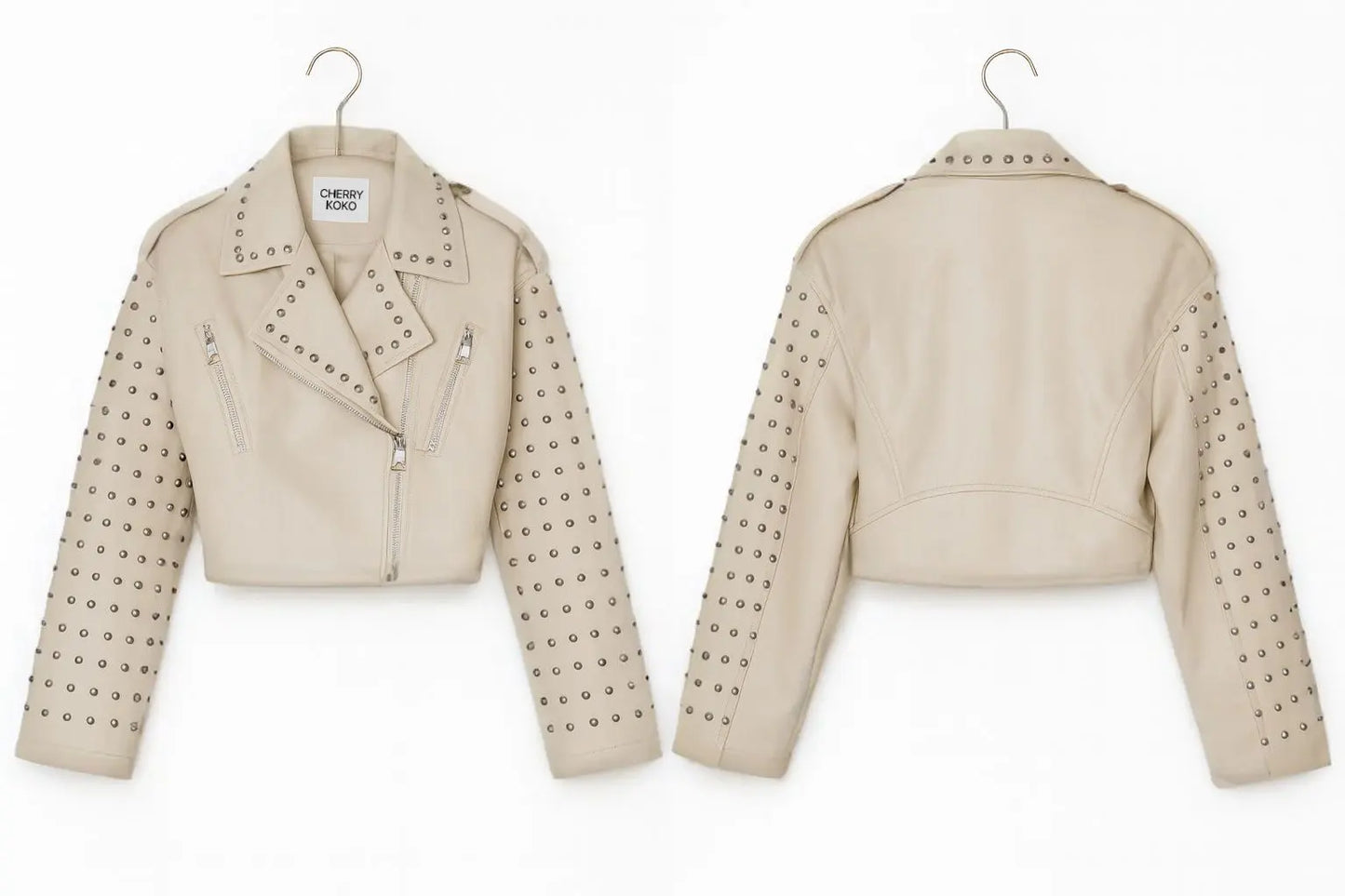 Faux leather jacket with studs