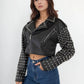 Faux leather jacket with studs