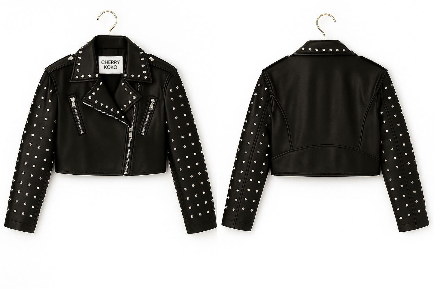 Faux leather jacket with studs
