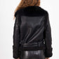 Imitation leather jacket with fur