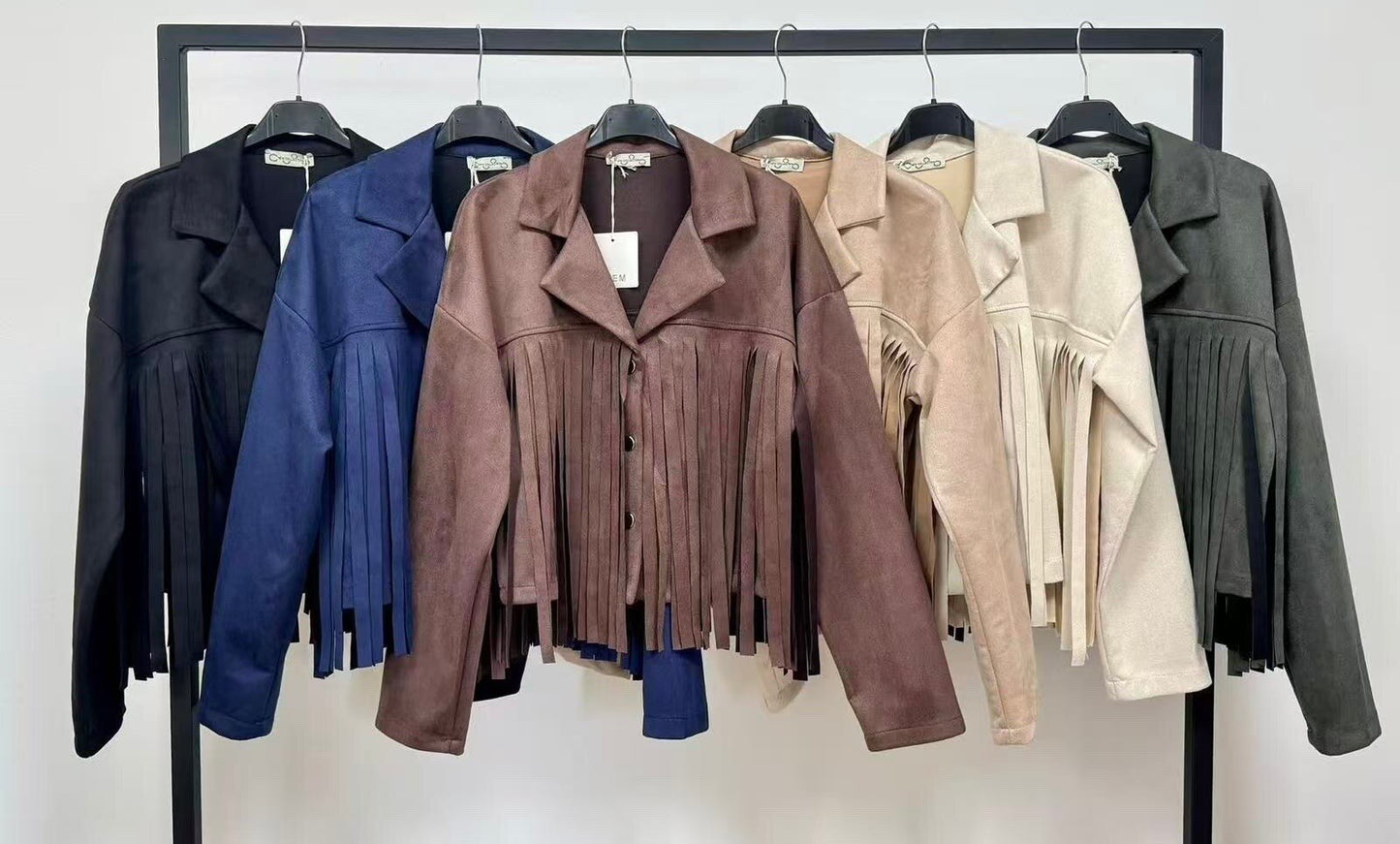 Suede suede jacket with fringes