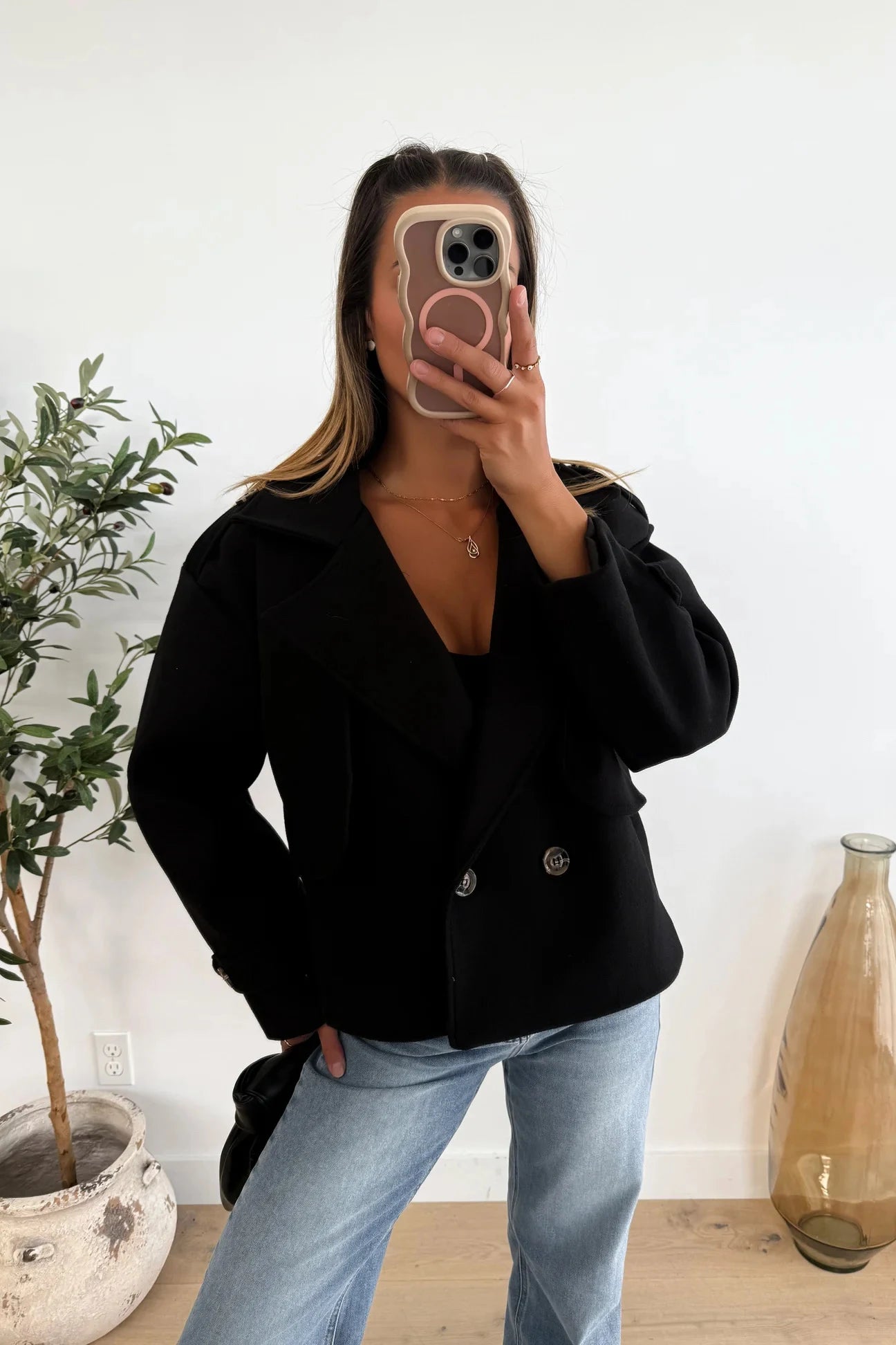 Jacket with woolen cloth lining