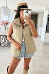 Sleeveless quilted jacket with zipper