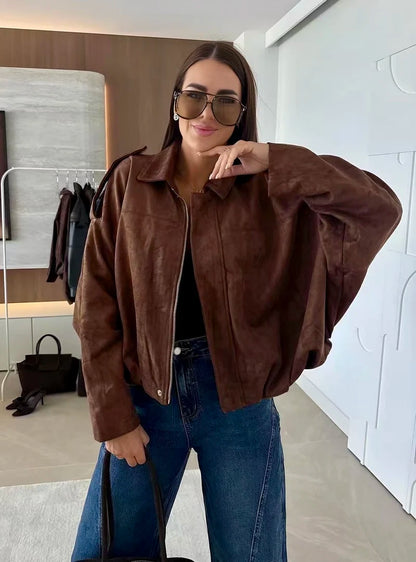 Oversize jacket with ultra trendy suede effect lining