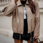 Oversized faux leather jacket with adjustable drawstrings