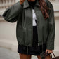 Oversized faux leather jacket with adjustable drawstrings