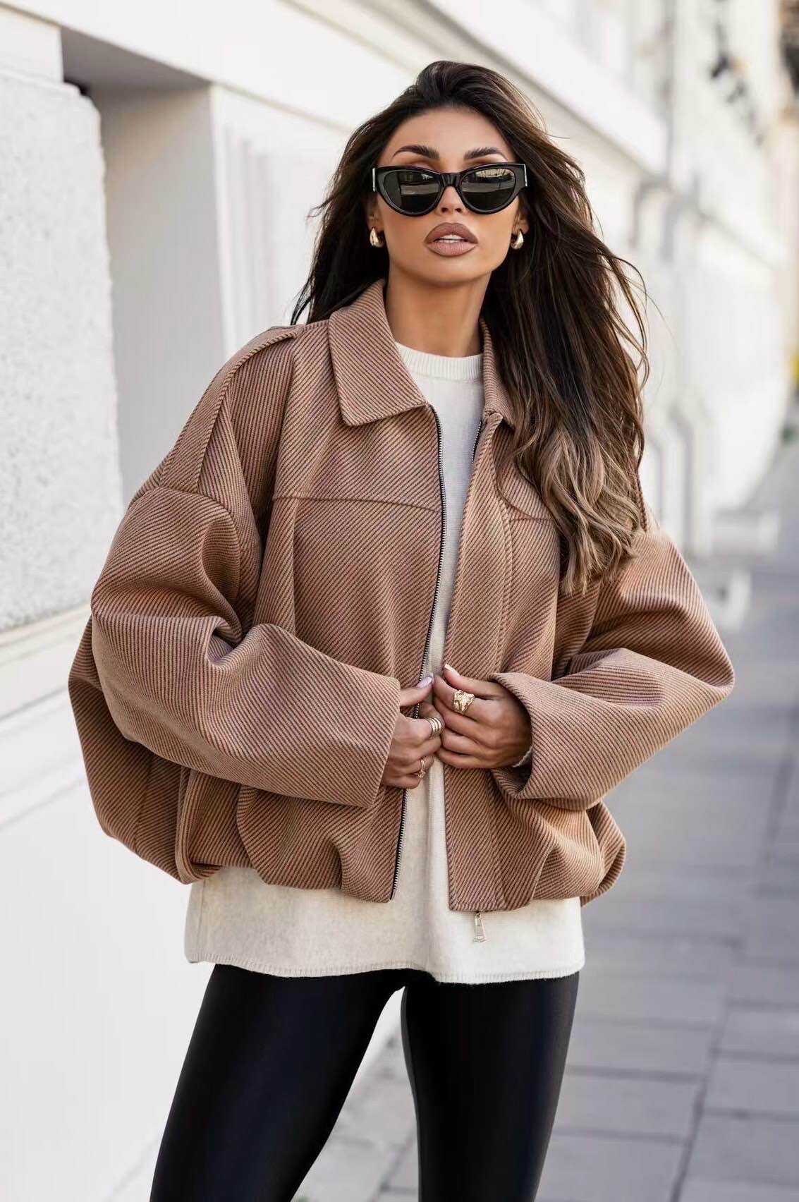 Ultra-trendy oversized textured jacket