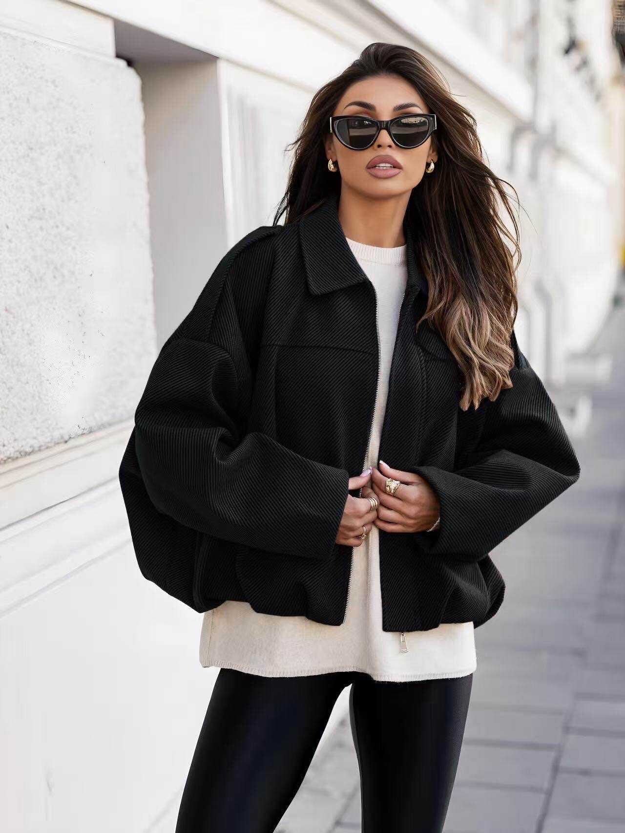 Ultra-trendy oversized textured jacket
