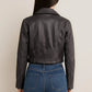 Short faux leather biker jacket – Belt and metallic zip details