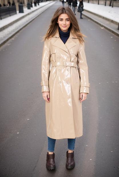 VESTE SIMILICUIR MI-LONG VENIL