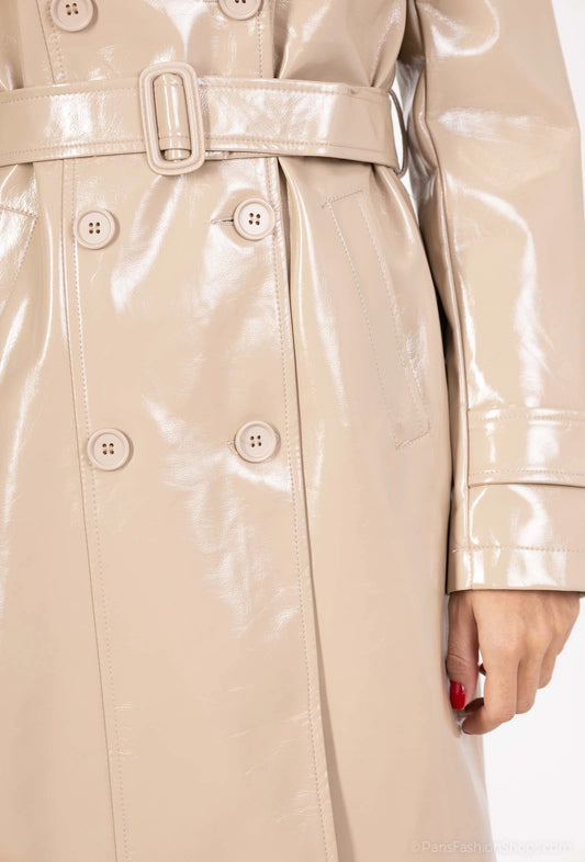 VESTE SIMILICUIR MI-LONG VENIL