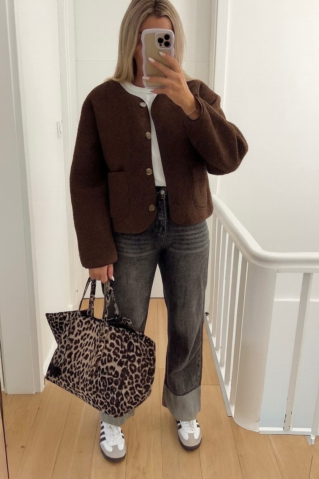 Buttoned varsity jacket with pockets