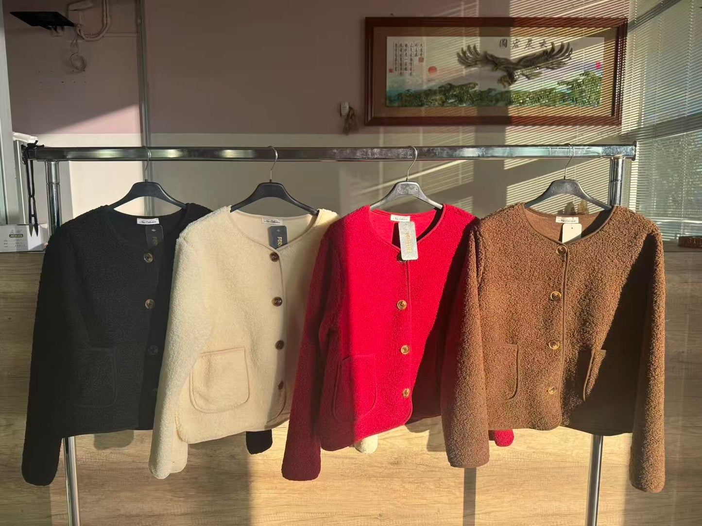 Buttoned varsity jacket with pockets