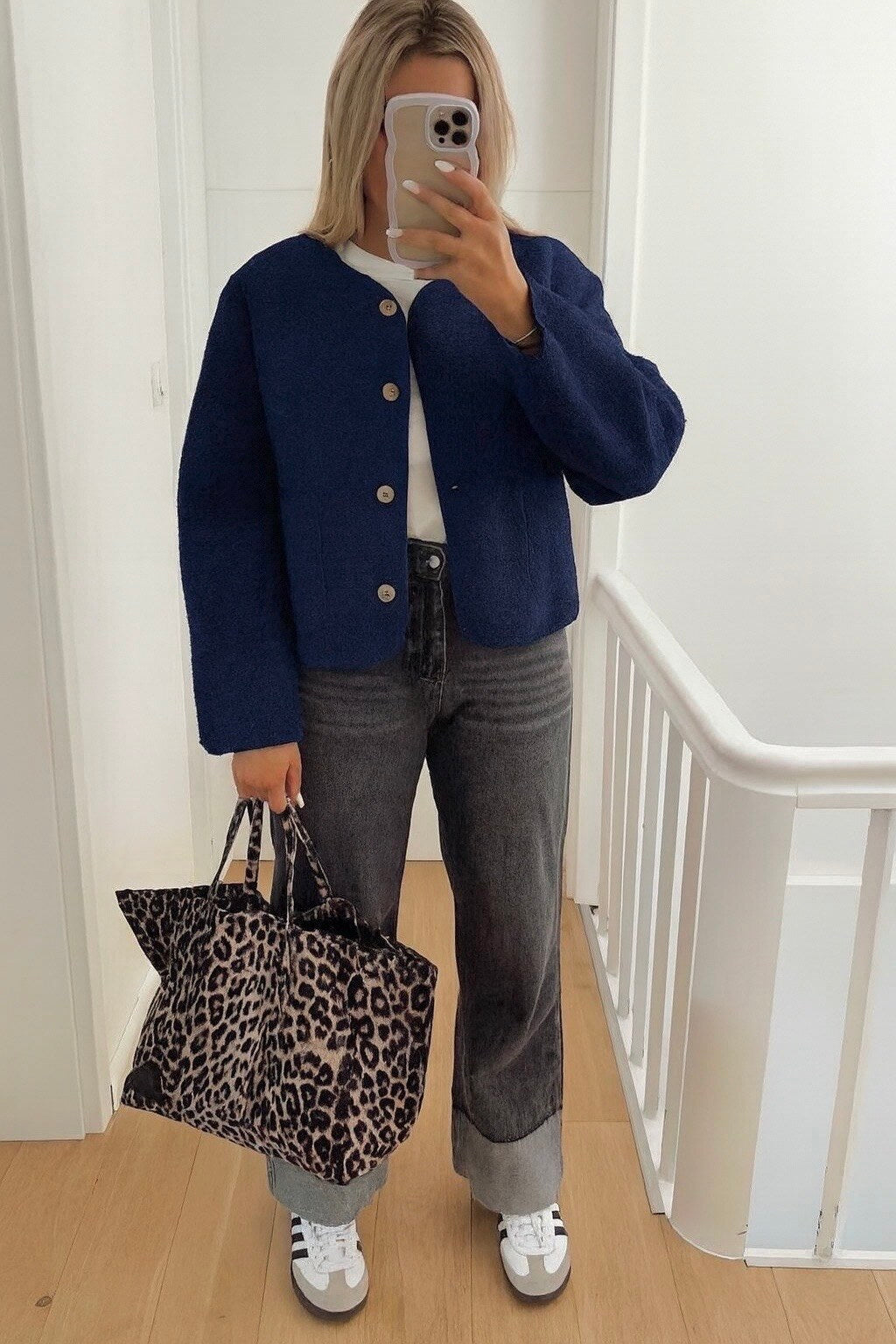 Buttoned varsity jacket with pockets