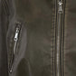 Leather teddy jacket with silver zips