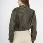 Leather teddy jacket with silver zips