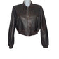 Leather teddy jacket with silver zips