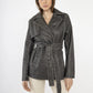 Black leather trench jacket and belt