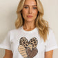Leopard Print multi Hearts Graphic T shirt