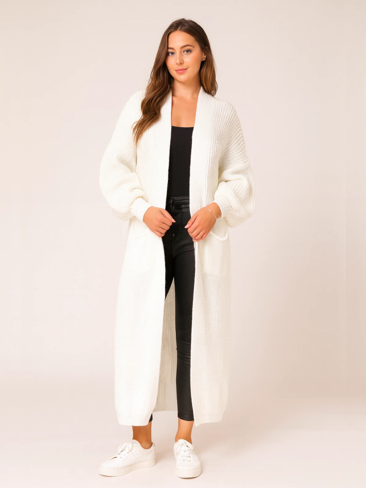 Long balloon sleeve cardigan